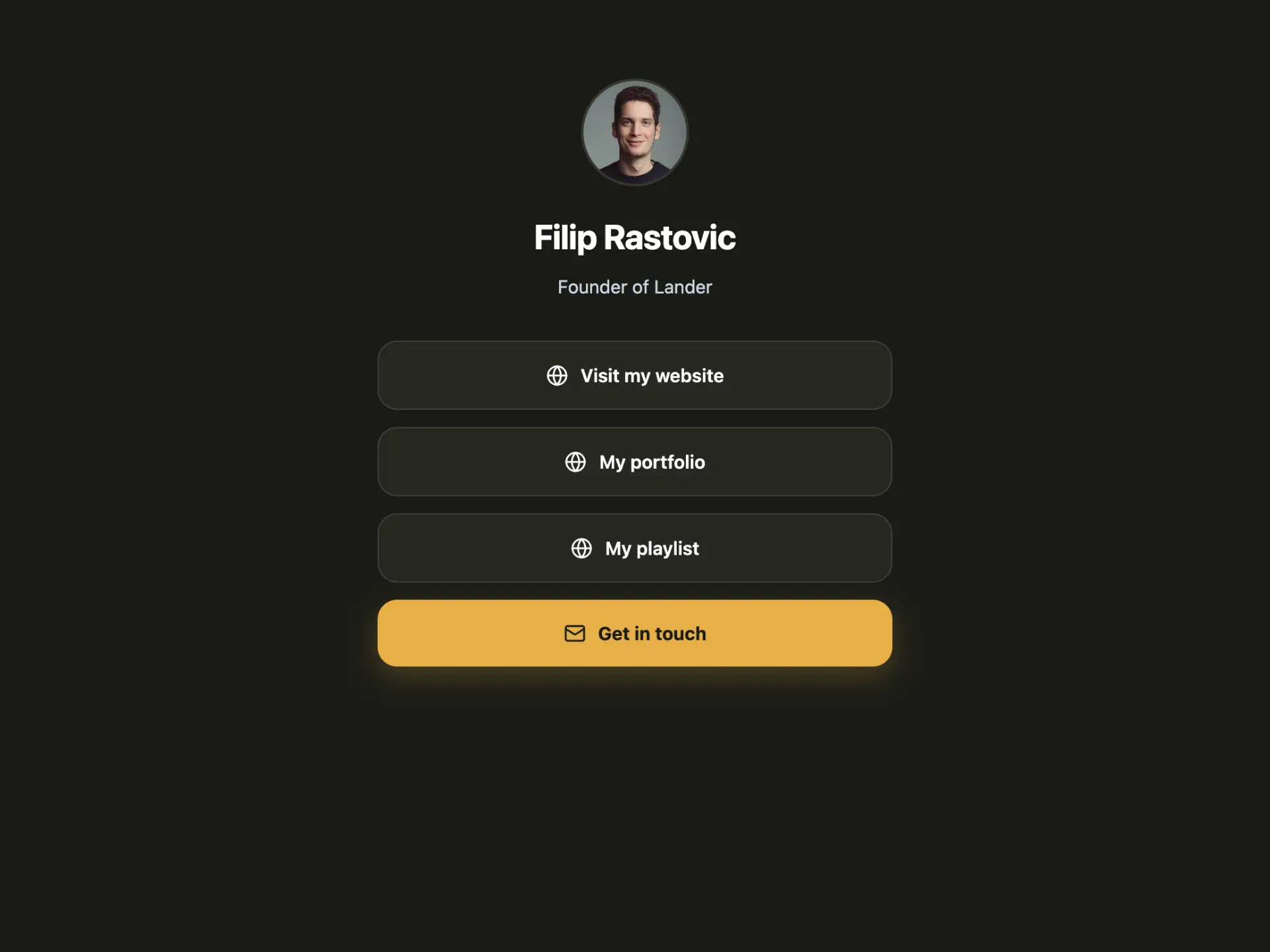Link in Bio landing page template preview