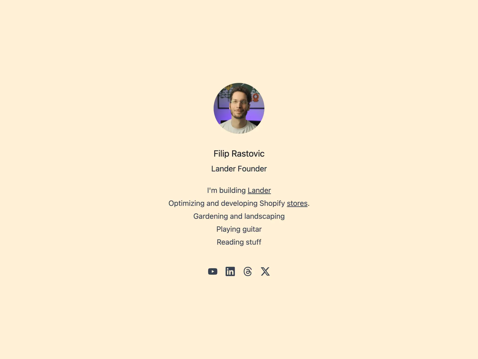 Personal Story landing page template preview