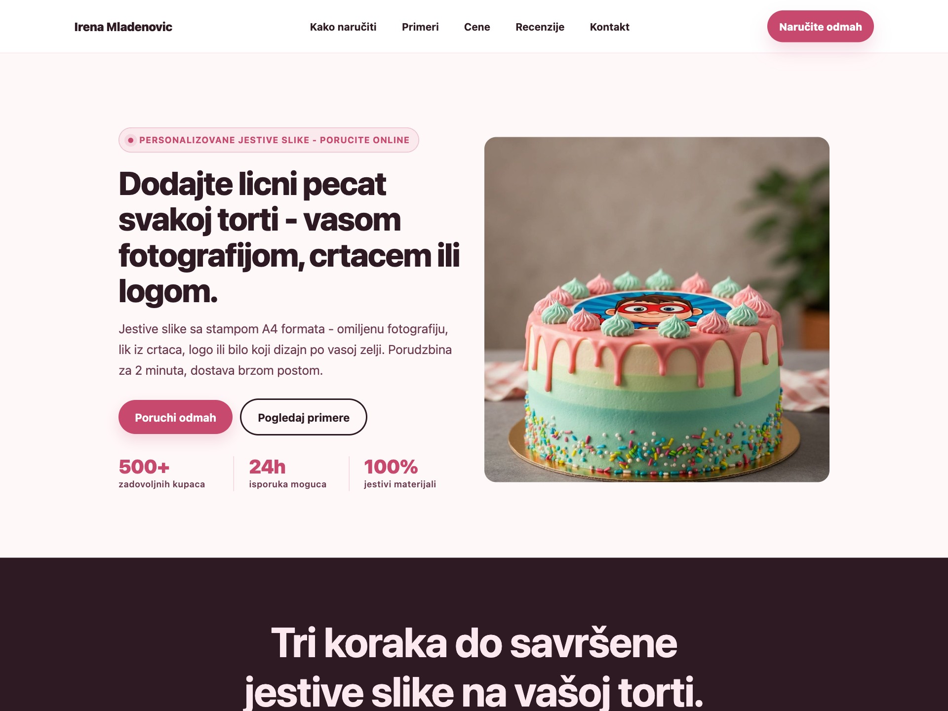 Irena Mladenović landing page template preview